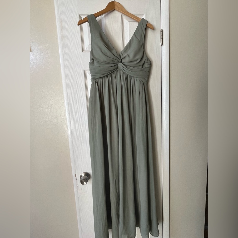 Lulu sage green bridesmaid dress